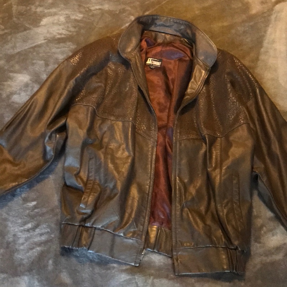 Genuine leather coat retro